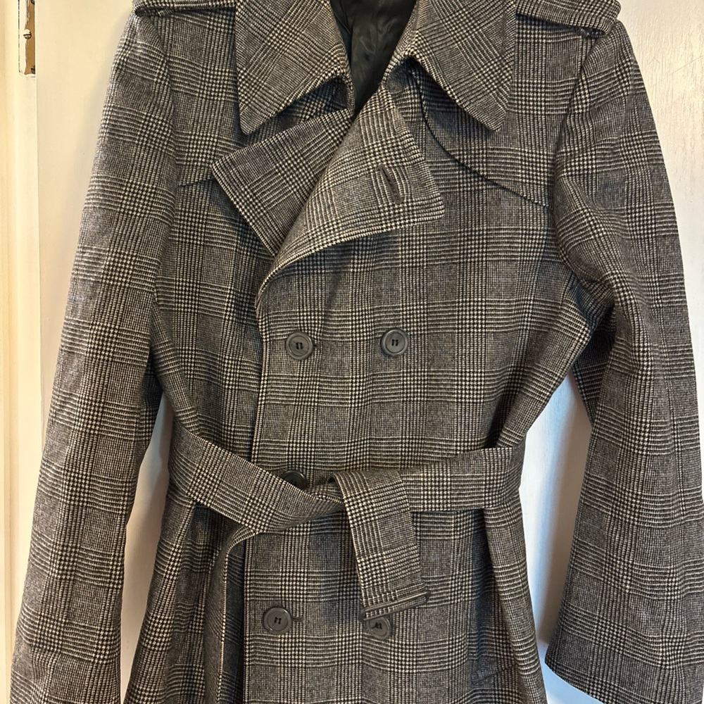 Classic Checkered Women's Trench Coat